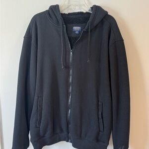Smiths Workwear Thermal Full Zip Hoodie Sweatshirt 2XL Fleece Lined Waffle Black
